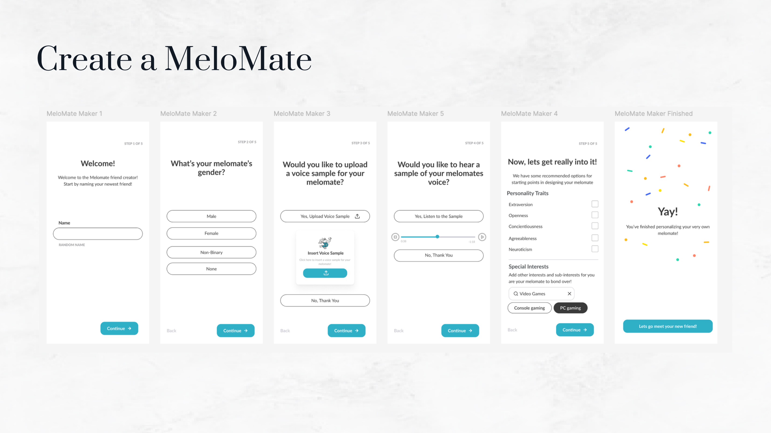 Creating a MeloMate in five guided steps
