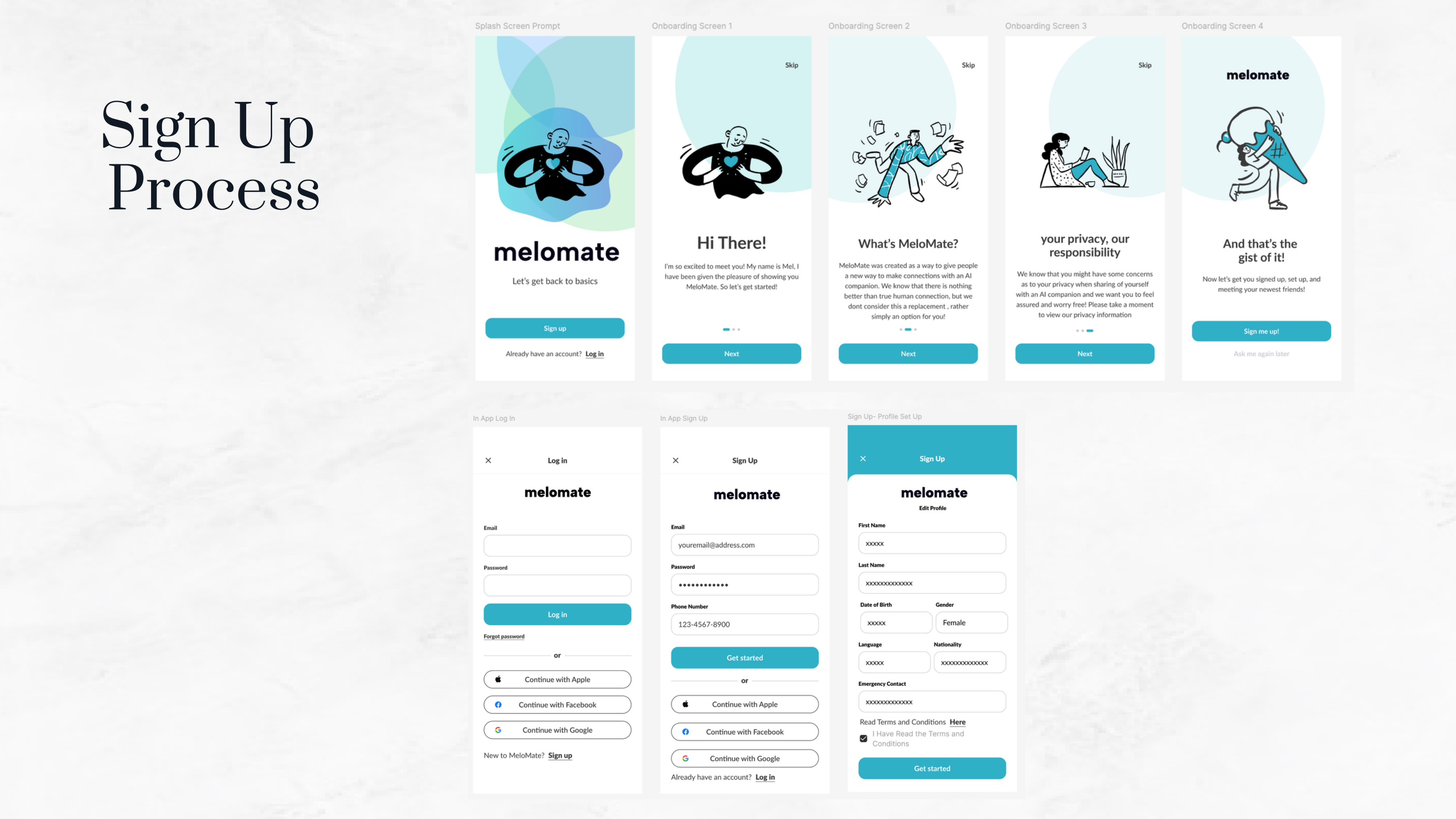 Final design · sign-up and privacy-first onboarding